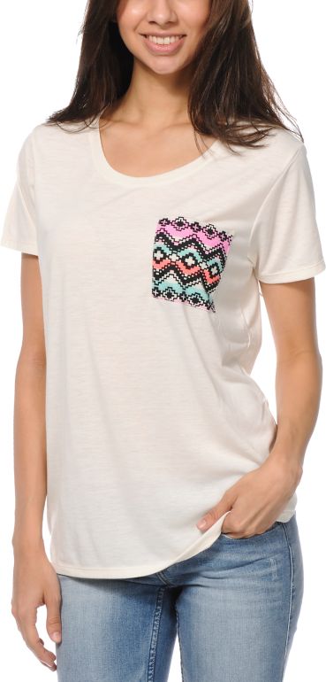 Empyre Girls Kessler Vanilla Ice Tribal Print Pocket Tee Shirt