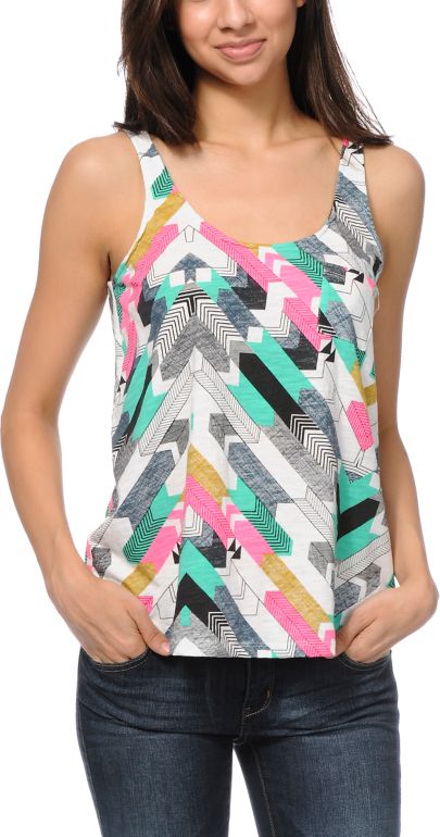 Empyre Girls Loni Chevron Tribal Print Pocket Tank Top