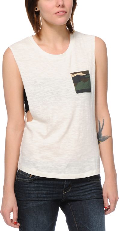 Empyre Girls Lauryn Van Ice Camo Pocket Muscle Tank Top