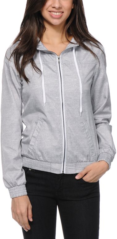 Zine Girls Printed Grey Windbreaker Jacket