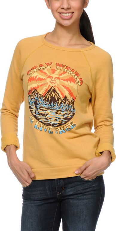 Obey Stay Weird Amber Gold Echo Crew Neck Sweatshirt