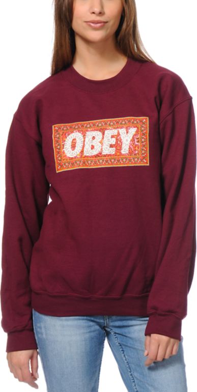 Obey Magic Carpet Maroon Crew Neck Sweatshirt