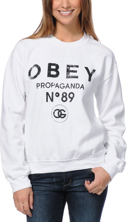 Obey 89 White Crew Neck Sweatshirt