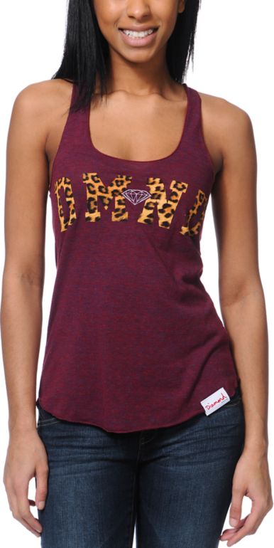Diamond Supply Girls DMND Leopard Red Tank Top