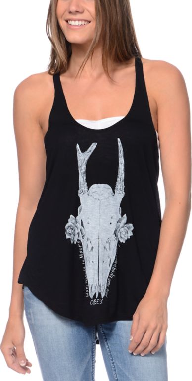 Obey Deer Skull Black Melody Tank Top