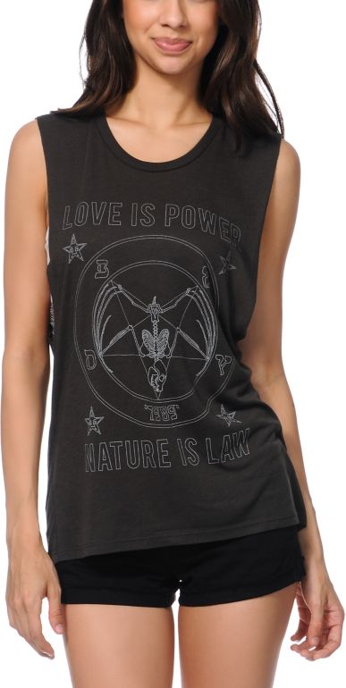 Obey Batomet Graphite Moto Cut-Off Tank Top