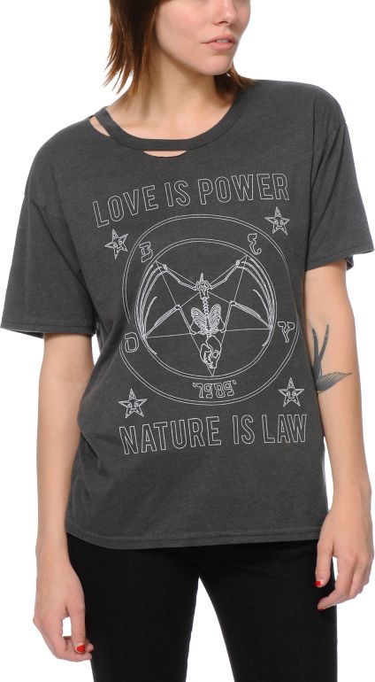 Obey Batomet Destroyed Grey Tee Shirt