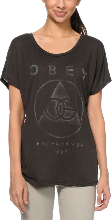 Obey Vintage OG Charcoal Grey Dolman Tee Shirt