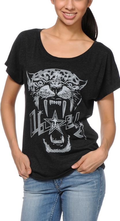 Obey Panther Scuzz Black Dolman Tee Shirt