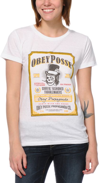 Obey Troublemakers White Tee Shirt