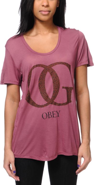 Obey OG Leopard Print Pink Beau Tee Shirt