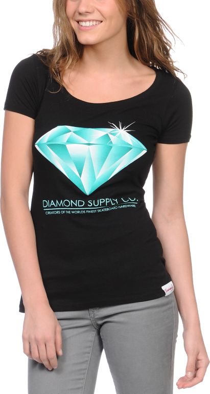 Diamond Supply Girls Creators Black Scoop Neck Tee