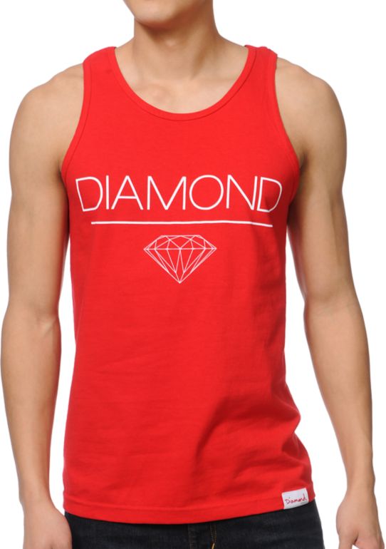 Diamond Supply White Space DMND Red Tank Top