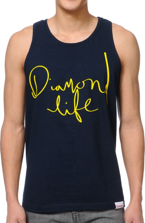 Diamond Supply Handwritten Navy Tank Top