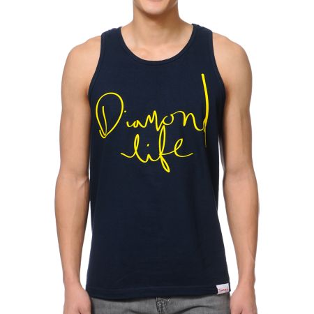 Diamond Supply Handwritten Navy Tank Top