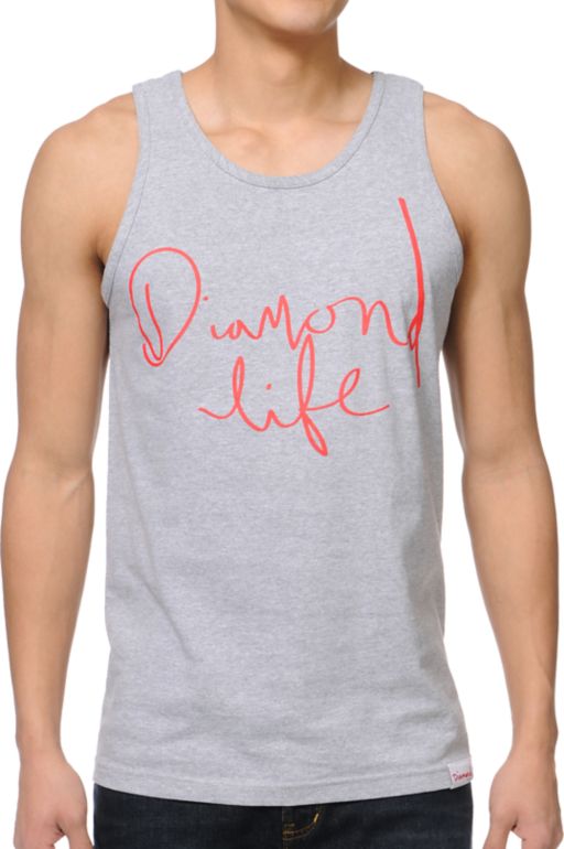 Diamond Supply Handwritten Heather Grey Tank Top