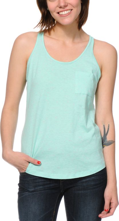 Zine Girls Mint Confetti Racerback Tank Top