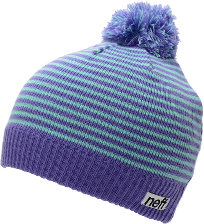 Neff Girls Hazel Purple & Blue Stripe Pom Beanie