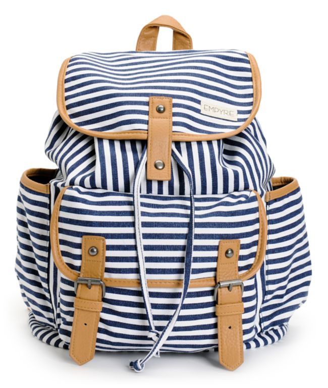 Empyre Girls Emily Navy Stripe Rucksack Backpack