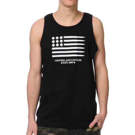 Crooks and Castles Under Surveillance Black Tank Top