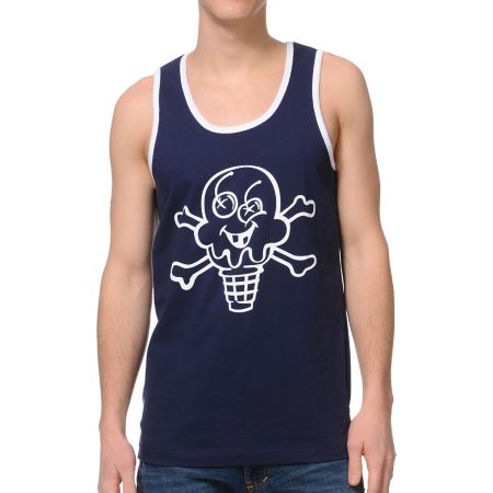 ICECREAM Cones And Bones Navy Tank Top