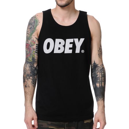 Obey Font Black & Grey Tank Top