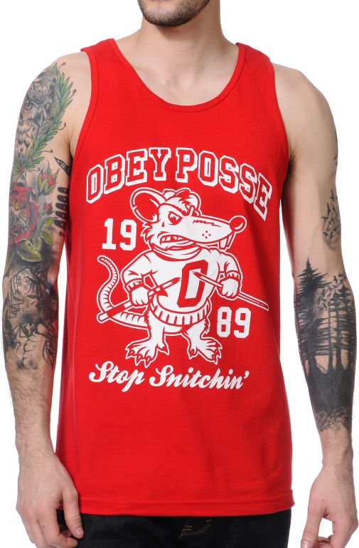 Obey Stop Snitchen Red Tank Top