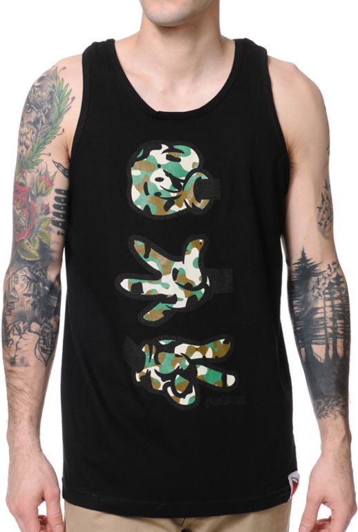 Booger Kids Rock Papercut Camo Black Tank Top