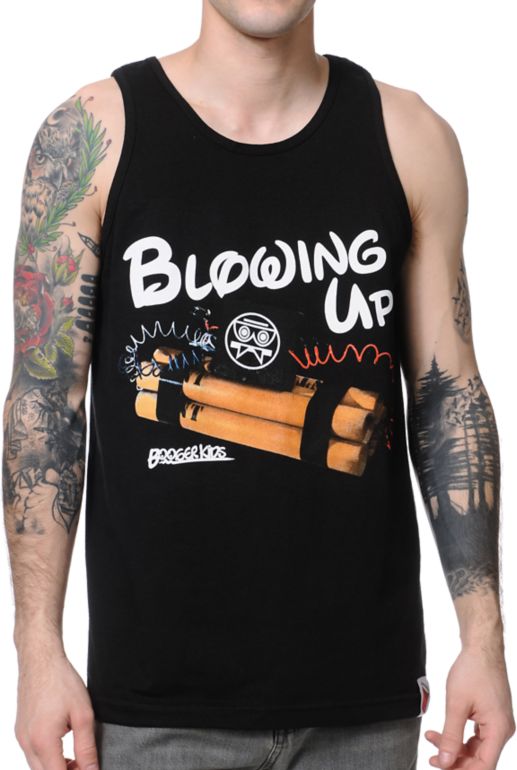 Booger Kids Blowing Up Black Tank Top