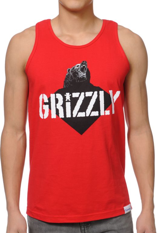 Diamond Supply x Grizzly Grip Tape Beast Red Tank Top