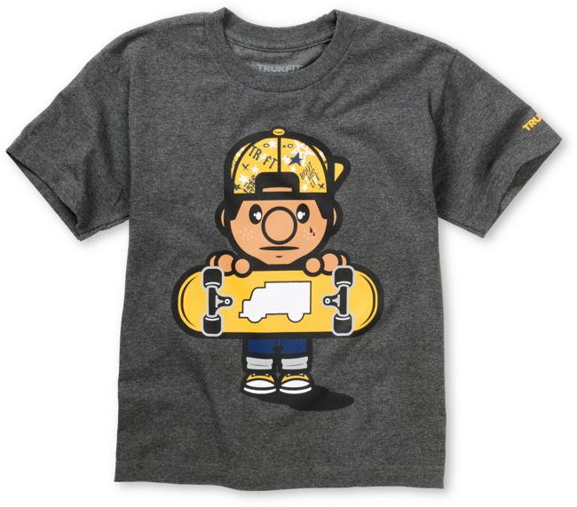 Trukfit Boys Lil Tommy Fill Charcoal Tee Shirt