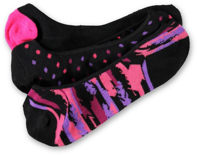 Empyre Girls 3-Pack Feathers Black No Show Socks
