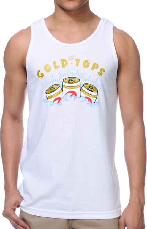 Casual Industrees Gold Tops White Tank Top