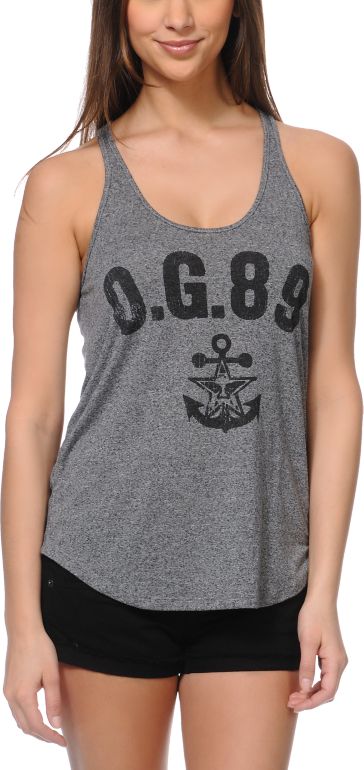 Obey Navy Black Mock Twist Racerback Tank Top