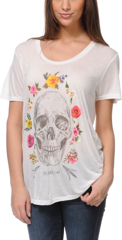 Obey Reincarnation Natural White Beau Tee Shirt