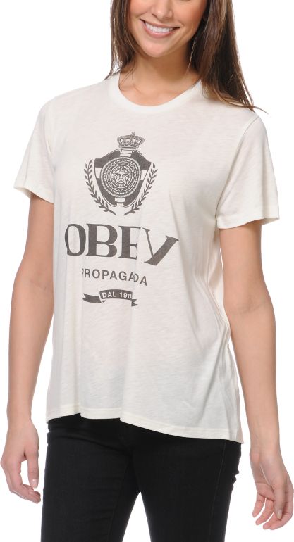 Obey Girls Nada Fog White After Hours Tee Shirt