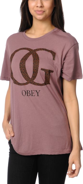 Obey OG Leopard Print Rose Tomboy Tee Shirt