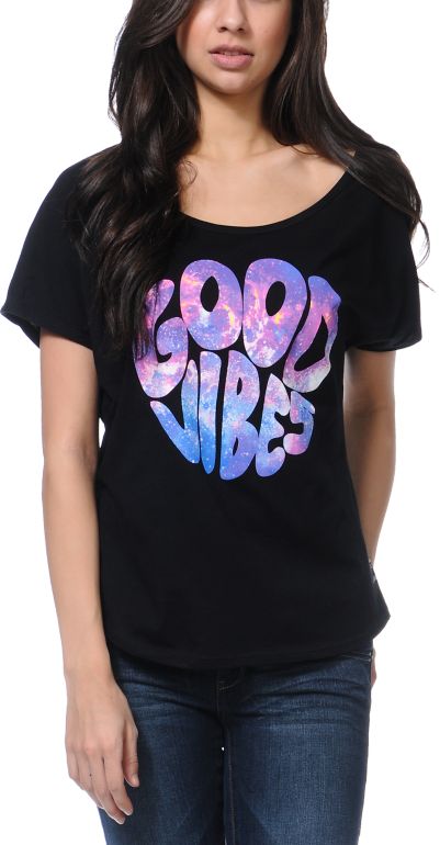 Element X Jac Vanek Good Vibes Black Scoop Neck Tee Shirt