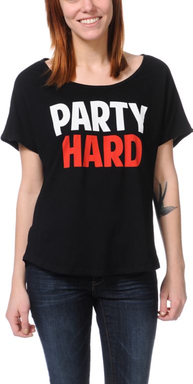 Element X Jac Vanek Party Hard Black Scoop Neck Tee Shirt