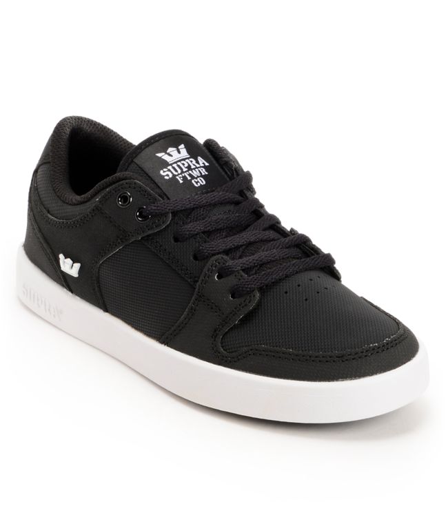 Supra Kids Vaider LC Black & White Tuf Skate Shoe