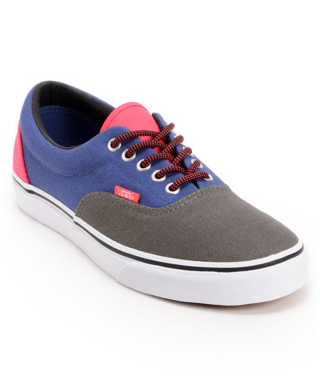 Vans Era 3 Tone Charcoal, Navy, & Pink Skate Shoe