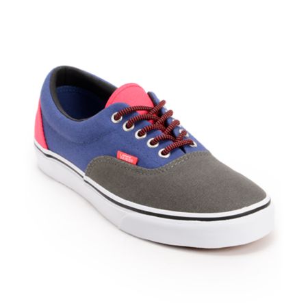 Vans Era 3 Tone Charcoal, Navy, & Pink Skate Shoe