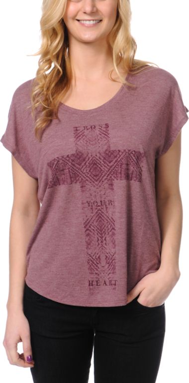 Cea+Jae Cross Your Heart Violet Tee Shirt
