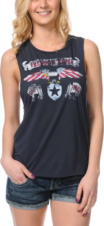 Cea+Jae Freedom Rider Charcoal Open Back Tank Top