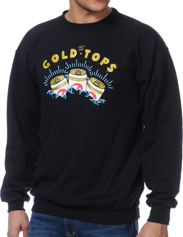 Casual Industrees Gold Tops Black Crew Neck Sweatshirt