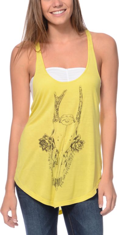 Obey Deer Skull Yellow Melody Tank Top