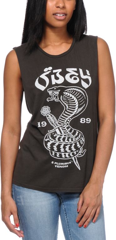 Obey Eplurcobra Charcoal Moto Cut Off Tank Top
