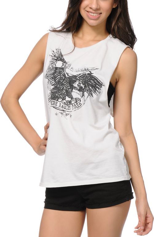 Obey Where Eagles Moto Cut-Off Tank Top