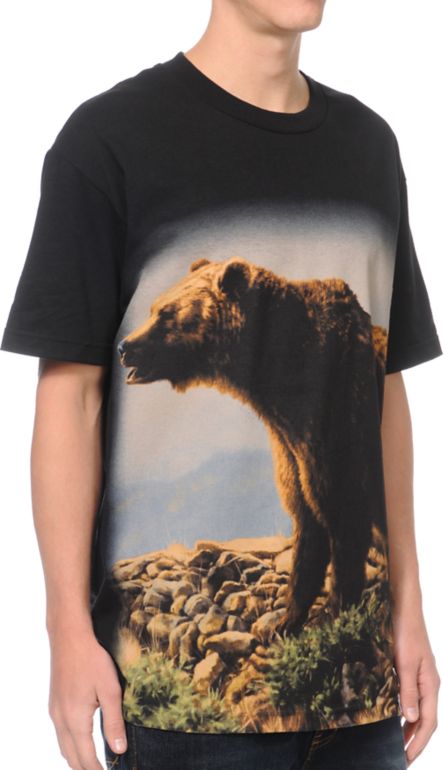Diamond Supply x Grizzly Grip Tape Mountain Bear Black Tee Shirt
