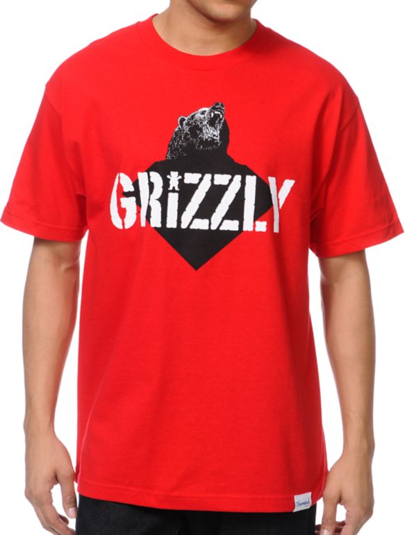 Diamond Supply x Grizzly Grip Tape Beast Red Tee Grizzly